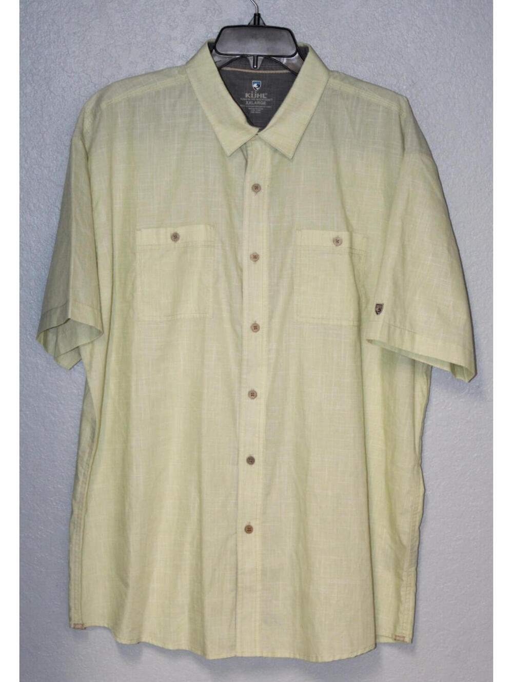 KUHL Men’s KARIB Short Sleeve Button Front Shirt Green - Yellow - Size 2XL